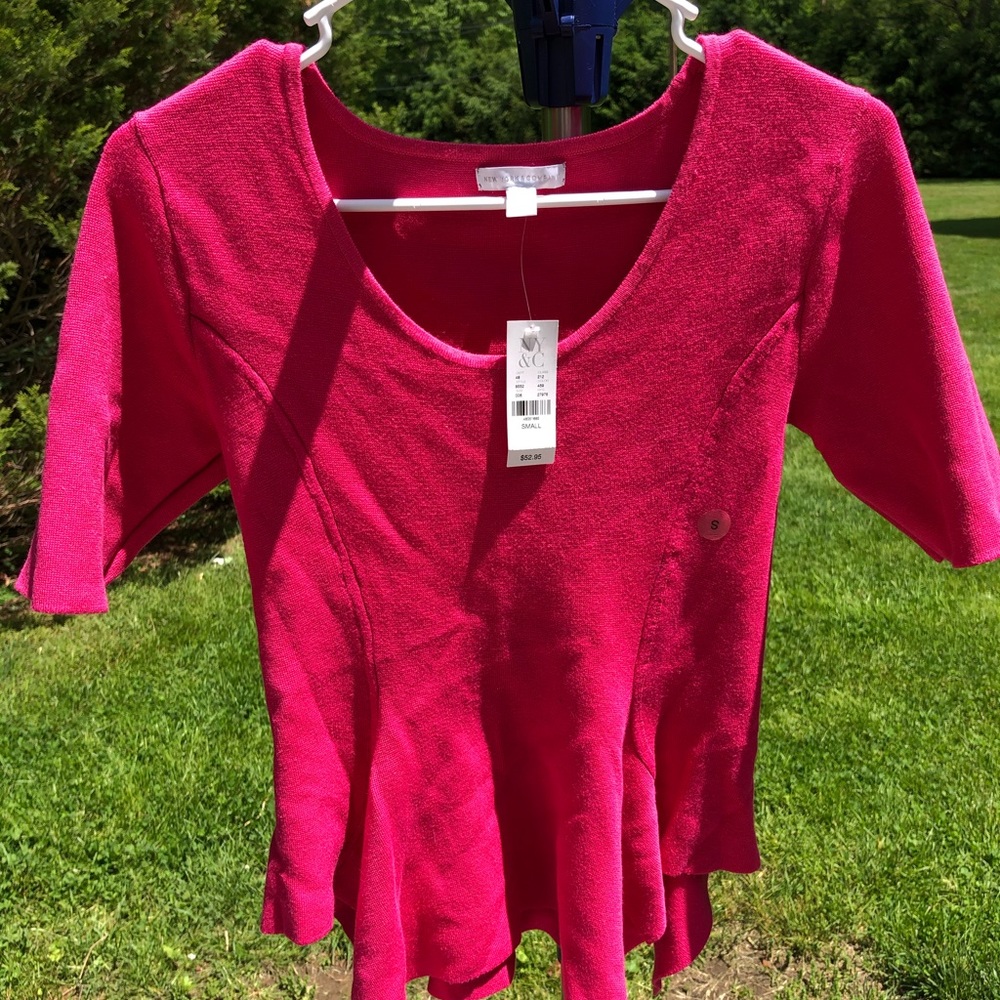 NWT New York And Company Sharkbite Pink Sweater S